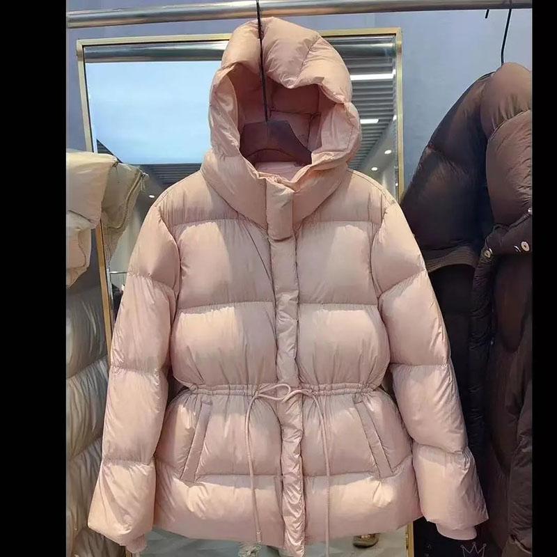 Baumwollgepolsterte Jacke Damen Herbst Winter Daunenmantel Damen Parkas Kapuze Kordelzug Taille Dick Warm Oberbekleidung Damen Top L rosa von Joom DACH