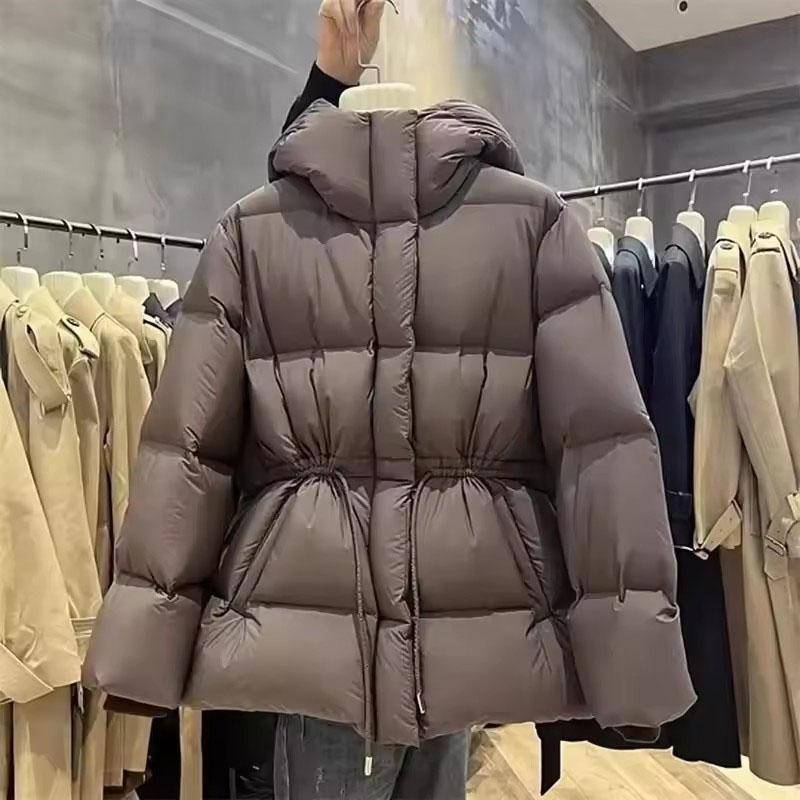 Baumwollgepolsterte Jacke Damen Herbst Winter Daunenmantel Damen Parkas Kapuze Kordelzug Taille Dick Warm Oberbekleidung Damen Top M kaffeebraun von Joom DACH