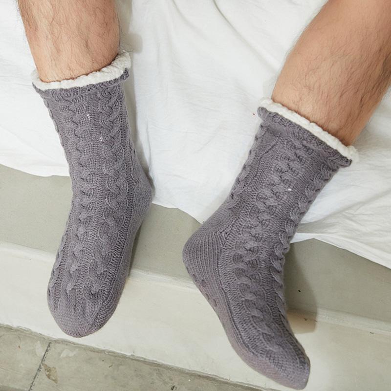 Baumwollsocken Hausschuhe Herren warmes Plüschfutter Memory-Schaum weiche Indoor-Hausschuhe Winter bequem rutschfest Heimschuhe 40 dunkelgrau von Joom DACH