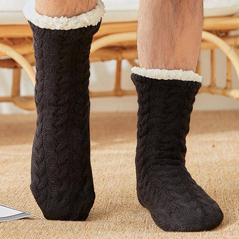 Baumwollsocken Hausschuhe Herren warmes Plüschfutter Memory-Schaum weiche Indoor-Hausschuhe Winter bequem rutschfest Heimschuhe 43 schwarz von Joom DACH