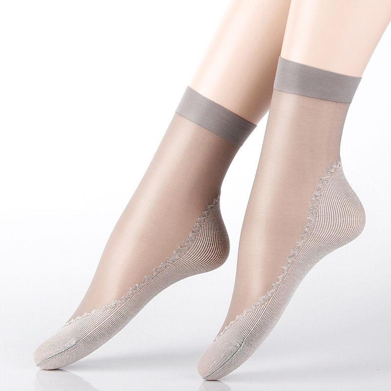 Baumwollstrümpfe Damen Sommer Schwarz Stealth Transparente Anti-Haken-Strümpfe 3 pairs grau von Joom DACH