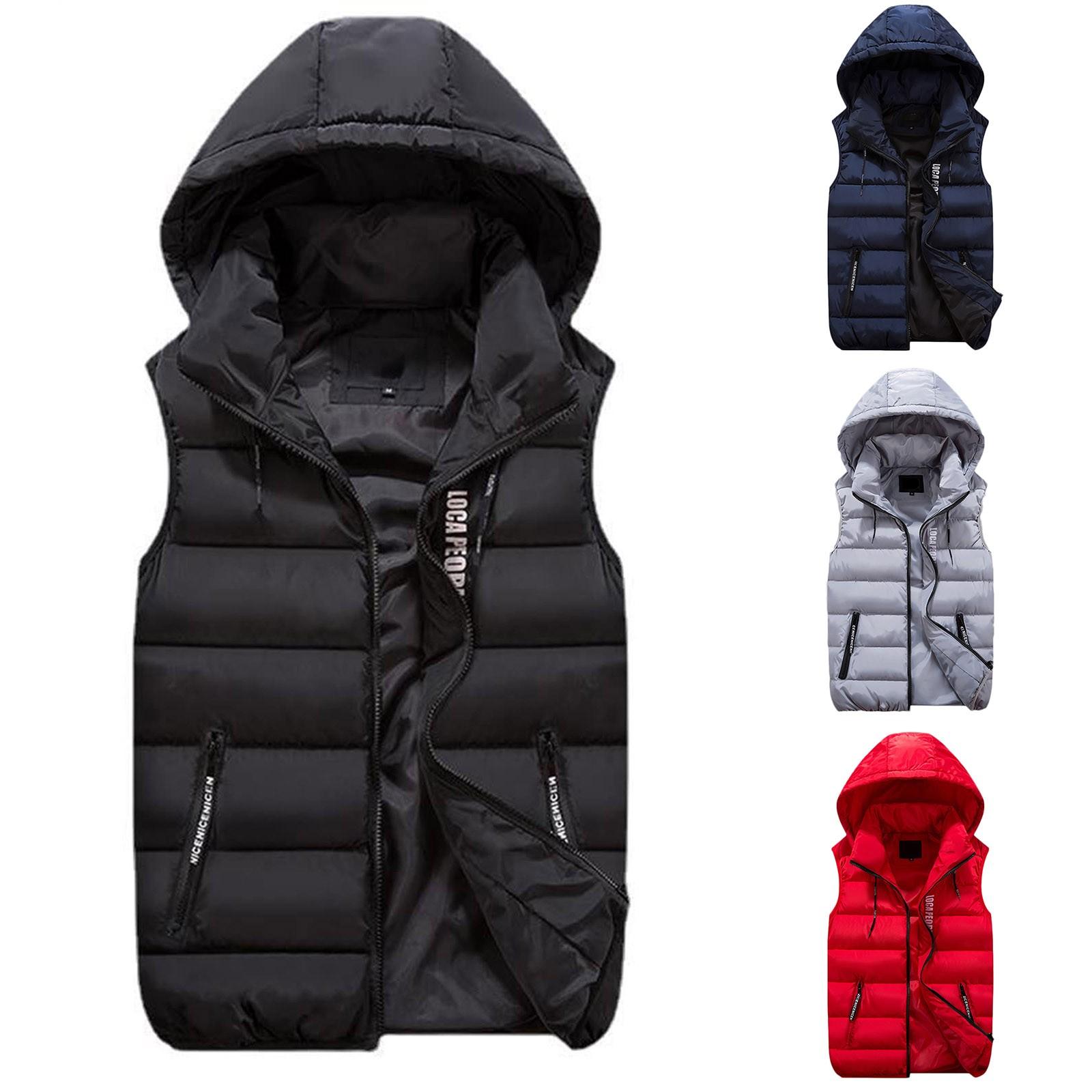 Baumwollweste Herren Herbst und Winter Verdickte warme Kapuzenweste Farbnähte Weste XXXL rot Baumwollweste Herren Herbst und Winter Verdickte warme Kapuzenweste Farbnähte Weste XXXL rot von Joom DACH