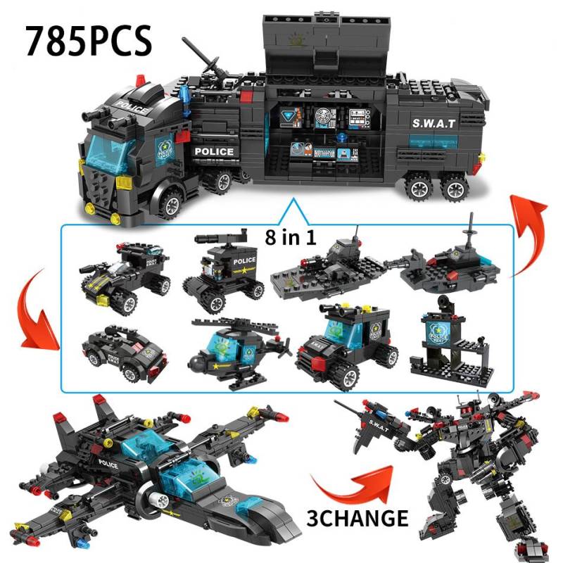 Bausteine ​​Flugzeugträger Schlachtschiff Marine Roboter Panzer Flugzeugträger Lernspielzeug für Kinder Robocop-785Pcs von Joom DACH