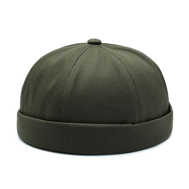 Beanie Männer Frauen Retro Brimless Tragbare Verstellbare Schädeldecke Hip Hop Hut Schädel Kappe armee grüne von Joom DACH