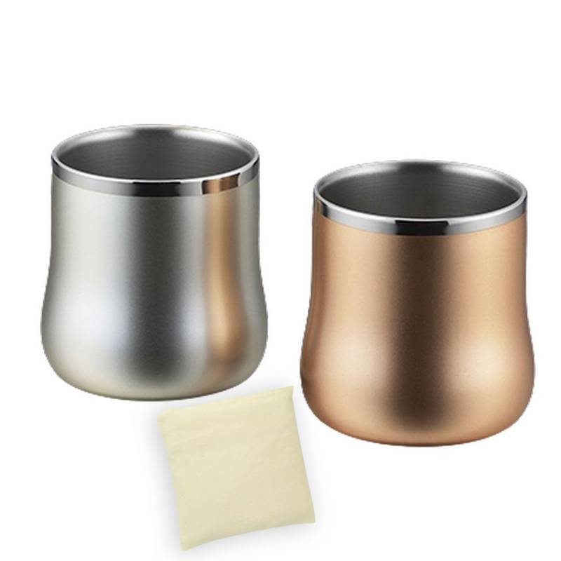 Becher Edelstahl Doppelwand DX Freie Tasse Paar Champagner Silber 230ml Hergestellt in Japan mit SimpleBag Hergestellt in J-kitchens 18/8 Gold/Champagner (einstellen von Joom DACH