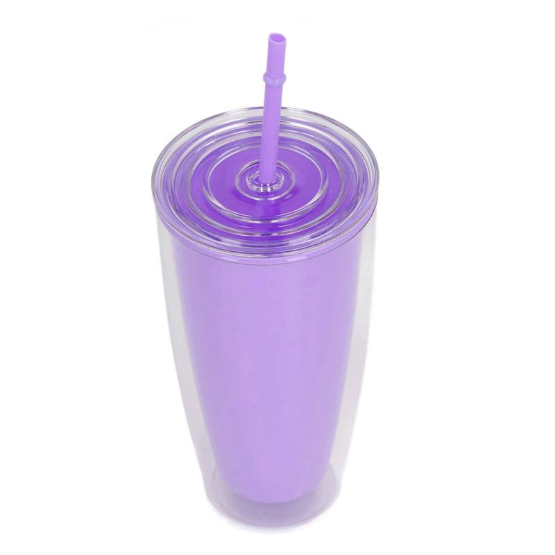 Becher mit Deckel Strohhalm 750ml Doppelwandbecher Große Kapazität Wasserflasche Weite Öffnung L violett von Joom DACH
