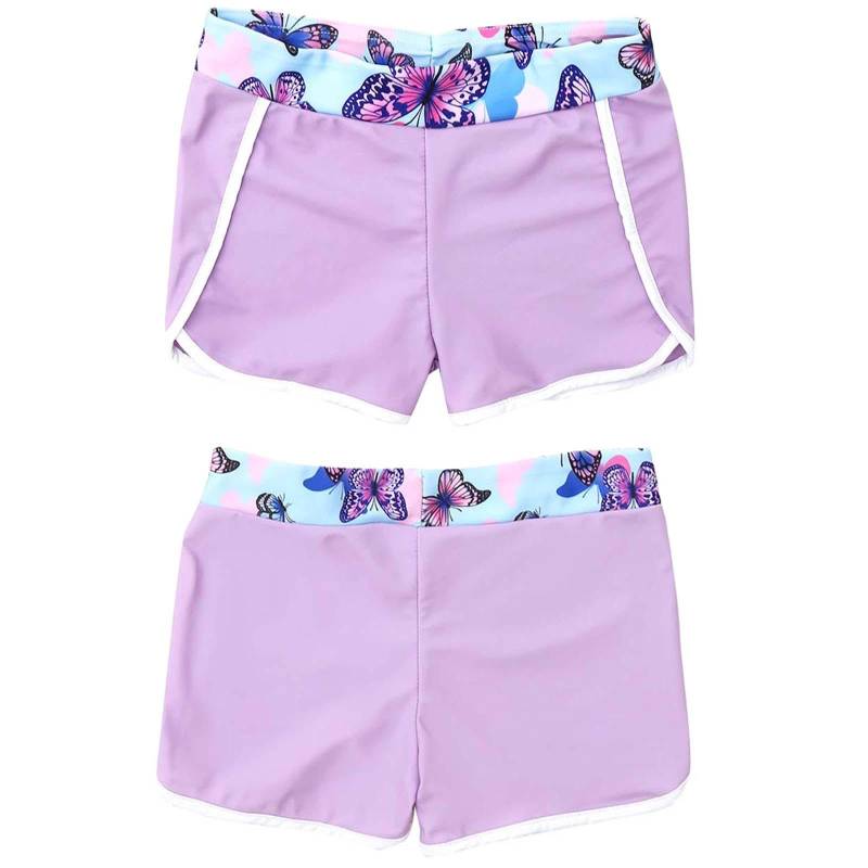 Bedruckte Badebekleidung für Kinder und Mädchen, elastischer breiter Bund, Shorts für Strand, Pool, Baden, Schwimmen, Urlaub 7-8 Years licht lila von Joom DACH