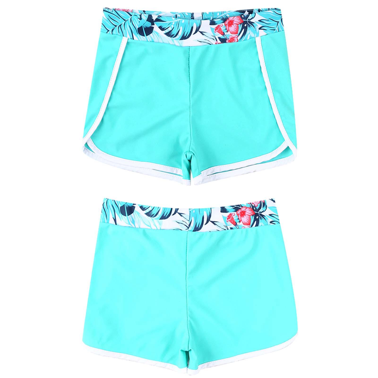 Bedruckte Badebekleidung für Kinder und Mädchen, elastischer breiter Bund, Shorts für Strand, Pool, Baden, Schwimmen, Urlaub 7-8 Years türkis von Joom DACH