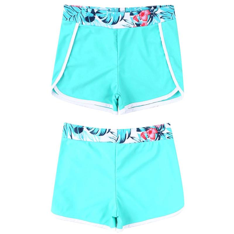 Bedruckte Badebekleidung für Kinder und Mädchen, elastischer breiter Bund, Shorts für Strand, Pool, Baden, Schwimmen, Urlaub 7-8 Years türkis von Joom DACH