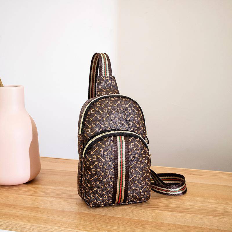 Bedruckte Brusttasche Damentasche Damen Handytasche Street Trend Damen Gürteltasche dunkelbraune von Joom DACH