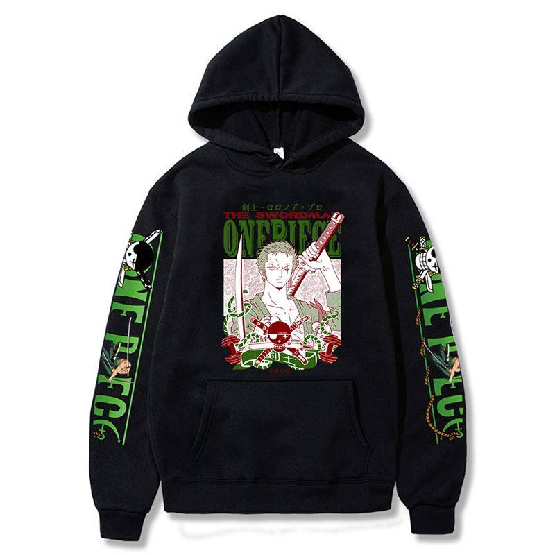 Bedruckte Hoodies ONE PIECE Anime Lockerer Pullover Harajuku Lässige Oberteile Herren Damen Mode Langarm Sweatshirts S schwarz von Joom DACH