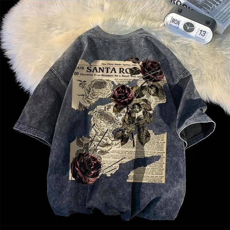 Bedrucktes T-Shirt für Damen und Herren im Retro-Stil, Sommermode, Trend, lässige Streetwear, Sinn für Design, Paar, kurzärmeliges Oberteil, Harajuku M Bedrucktes T-Shirt für Damen und Herren im Retro-Stil, Sommermode, Trend, lässige Streetwear, Sinn für Design, Paar, kurzärmeliges Oberteil, Harajuku M von Joom DACH