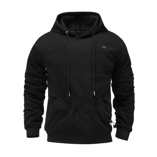 Beheizter Hoodie für Herren, USB-Aufladung, Übergröße, 3-stufige Temperatureinstellung, Winteroberteil mit Kordelzug und Kapuze, dickes, warmes, einfarbiges Oberteil 2XL schwarz von Joom DACH