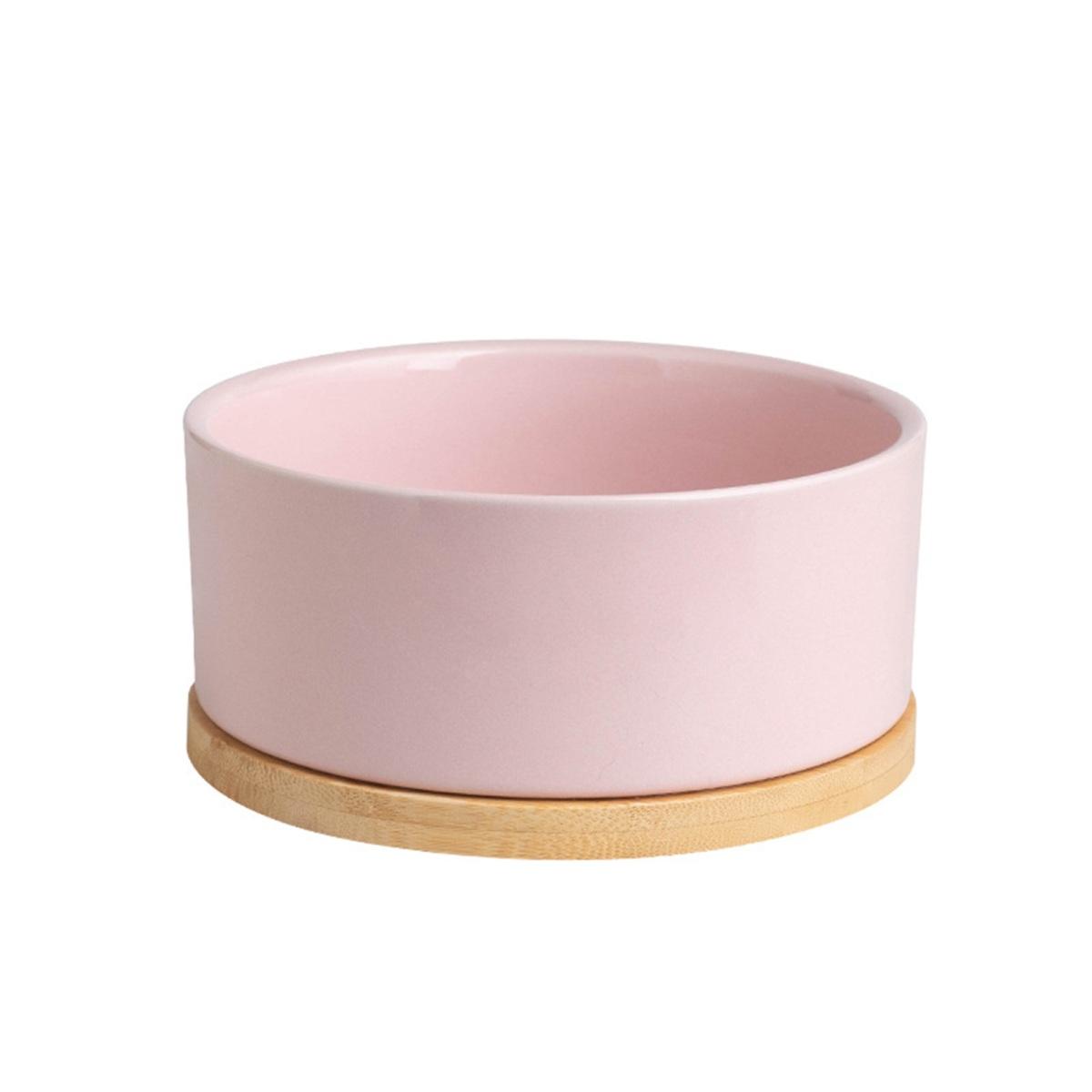 Beheizter Katzennapf, 350 ml, Thermo-Wassernapf für Haustiere mit Holzsockel, Heizung, elektrischer Keramiknapf mit Thermostatregelung für Hunde, Katzen, Kaninchen rosa von Joom DACH