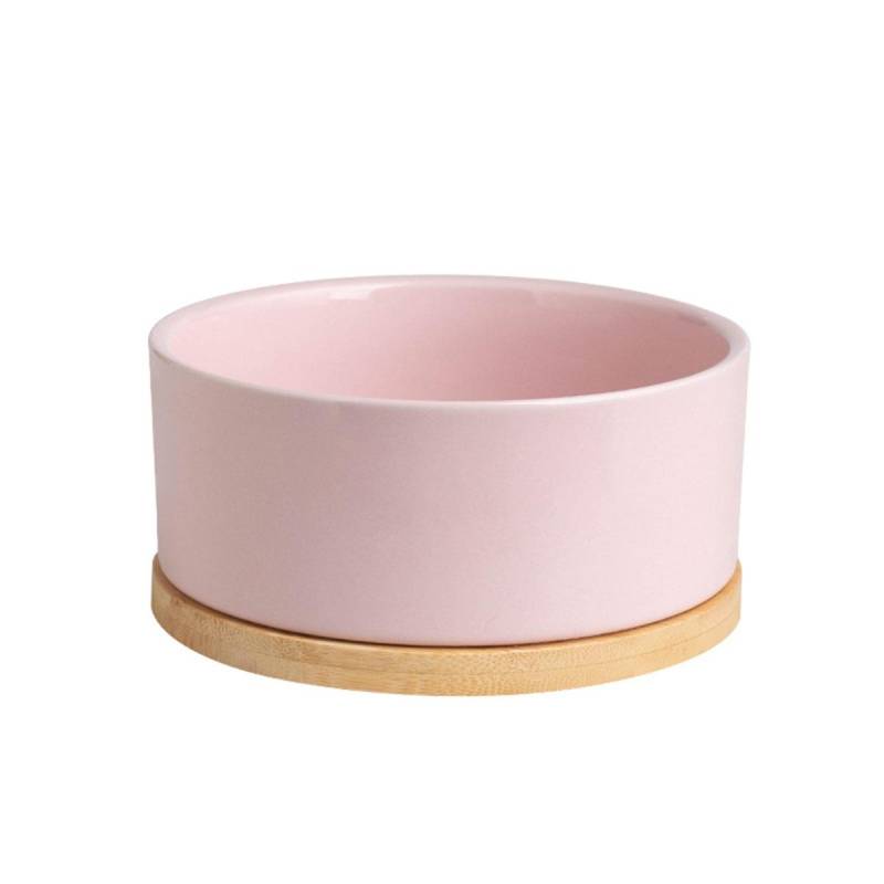 Beheizter Katzennapf, 350 ml, Thermo-Wassernapf für Haustiere mit Holzsockel, Heizung, elektrischer Keramiknapf mit Thermostatregelung für Hunde, Katzen, Kaninchen rosa von Joom DACH