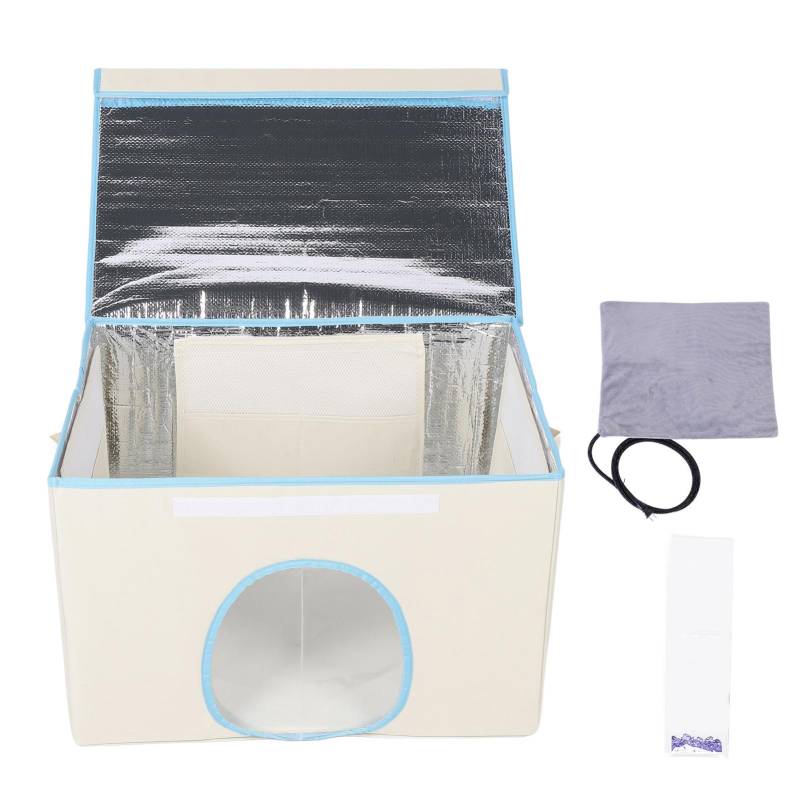 Beheiztes Katzenhaus Innen Außen Katzenhundeunterstand Faltbares Haustierhaus mit Heizkissen Temperatur beige von Joom DACH