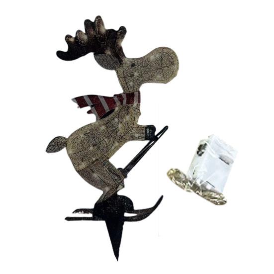 Beleuchtete Rentier-Ornamente, leuchtende Ski-Hirsch-Statue mit LED-Lichterkette, stehende 3D-Rentierfiguren für die Weihnachtsdekoration im Innen- und Außenbereich Deer von Joom DACH