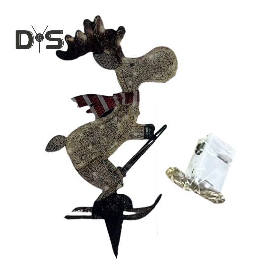 Beleuchtete Rentier-Ornamente, leuchtende Ski-Hirsch-Statue mit LED-Lichterkette, stehende 3D-Rentierfiguren für die Weihnachtsdekoration im Innen- und Außenbereich Deer von Joom DACH