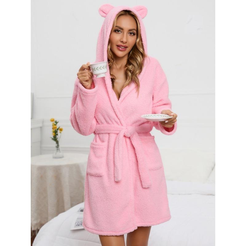 Beliebter flauschiger Pyjama mit Ohrschlaufe, lässiger Plüsch-Schlafanzug, Onesies für Erwachsene und Frauen, Übergröße, Onesie, Winter-Pyjama für Damen XL von Joom DACH