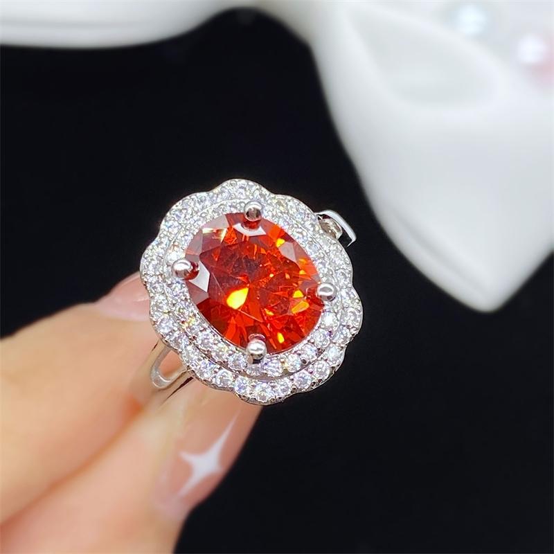 Bella Box Temperament Wunderschöne Ovale Form Orange Ringe Für Frauen Zirkon Verlobung Party Edlen Schmuck Geschenk Adjustable Opening orange von Joom DACH