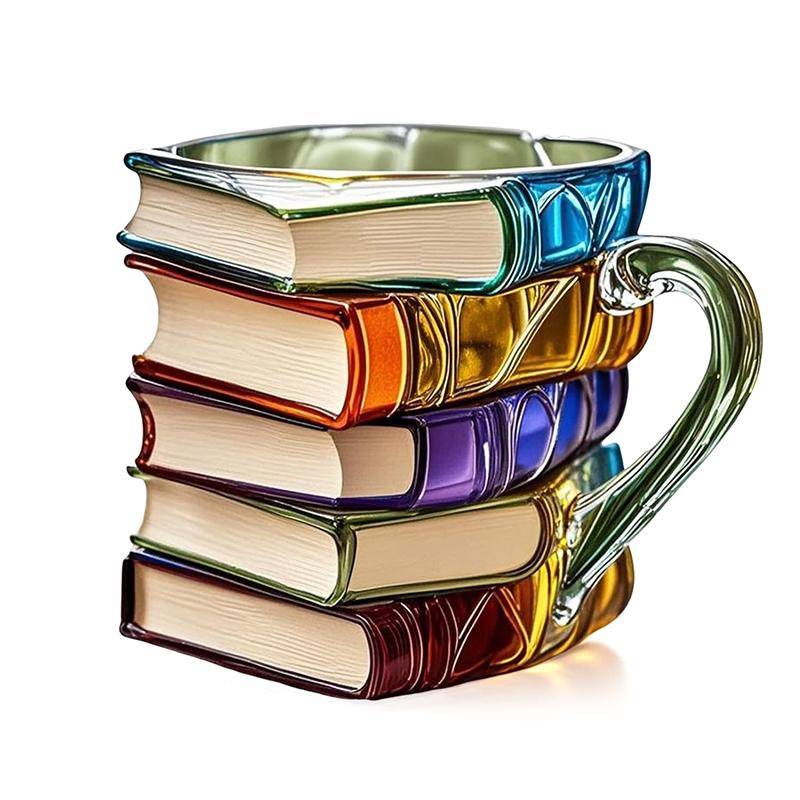 Bemalte Buchtasse 11oz Neuheit 3D Bemalte Bücher Kaffeetasse Einzigartige Bunte Harz Bücher Stapel Kaffeetasse Sammlung Geschenke B von Joom DACH