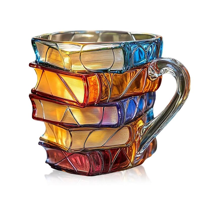 Bemalte Buchtasse 11oz Neuheit 3D Bemalte Bücher Kaffeetasse Einzigartige Bunte Harz Bücher Stapel Kaffeetasse Sammlung Geschenke A von Joom DACH