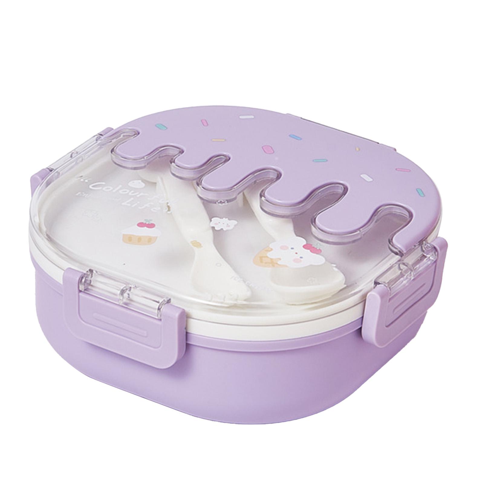Bento Lunchbox für Kinder Erwachsene 3 Fächer Plastik Niedlich Eis Lunch Snack Behälter mit violett von Joom DACH