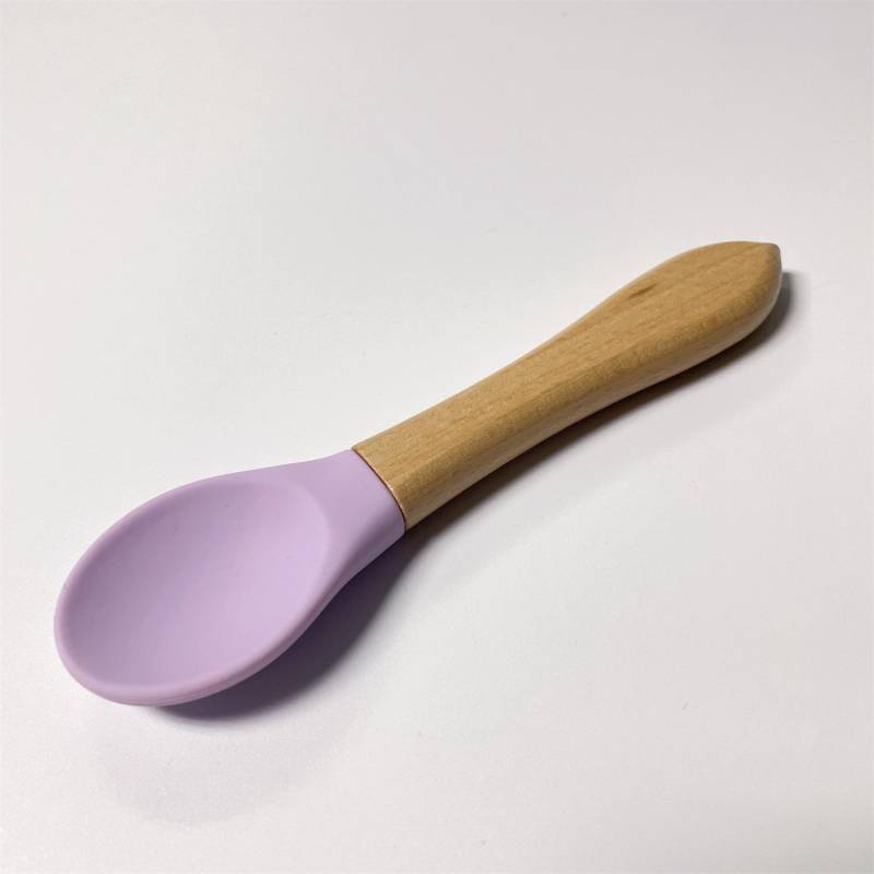 Benutzerdefinierter Name Personalisierte Baby Bambus Gabel Silikon Holz Fütterung Löffel Kleinkinder Säugling Fütterung Zubehör Bio BPA frei violett von Joom DACH