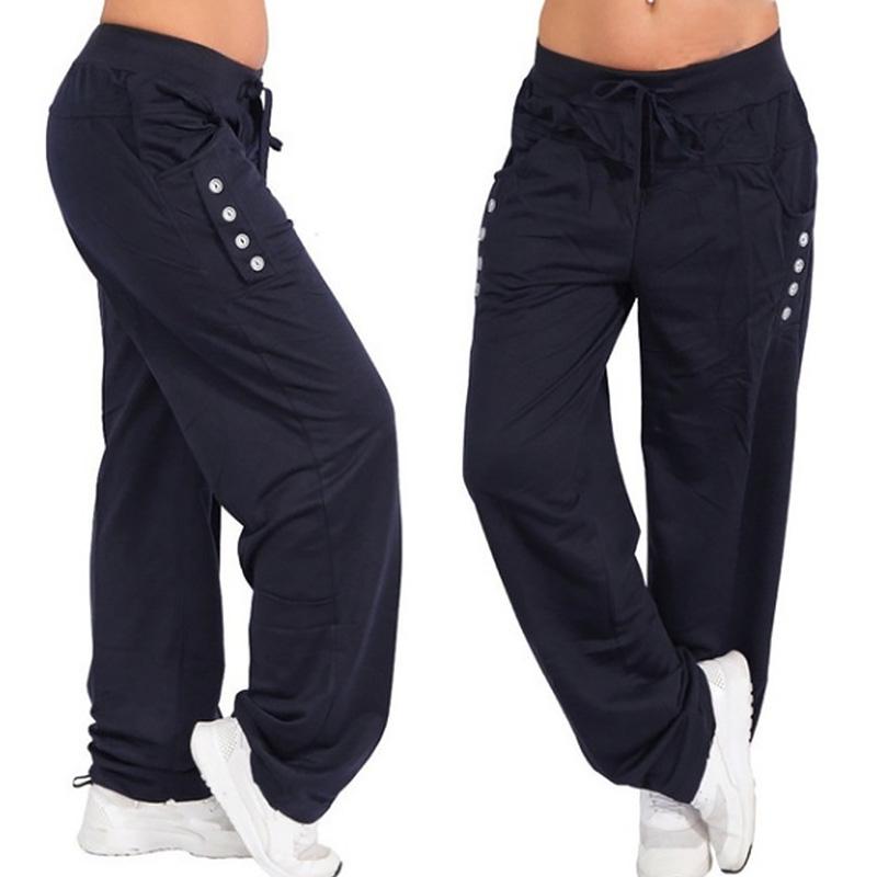 Bequeme, lockere, lässige, einfarbige Harlan-Yoga-Jogginghose für Damen 5XL dunkelblaue von Joom DACH