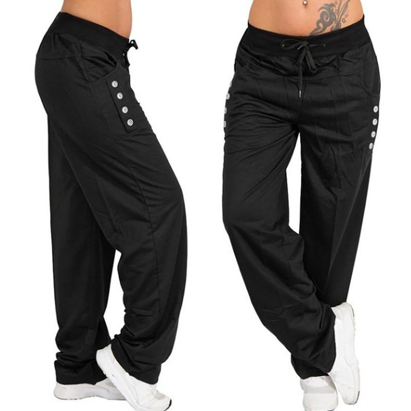Bequeme, lockere, lässige, einfarbige Harlan-Yoga-Jogginghose für Damen 5XL schwarz von Joom DACH