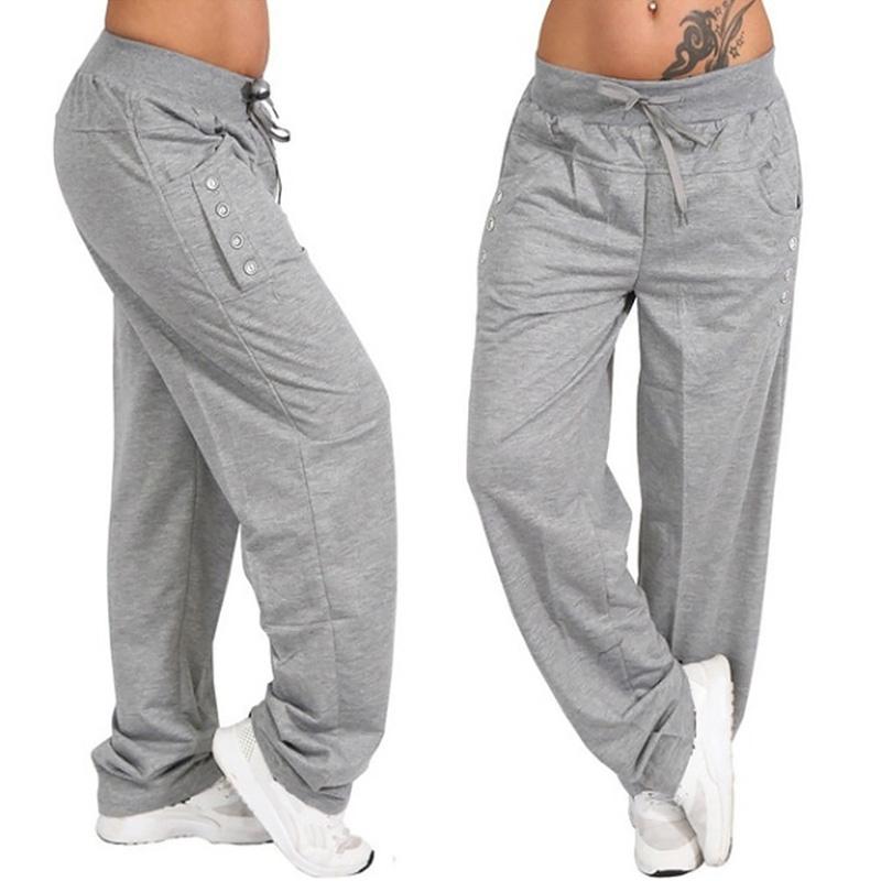 Bequeme, lockere, lässige, einfarbige Harlan-Yoga-Jogginghose für Damen 5XL licht grau von Joom DACH