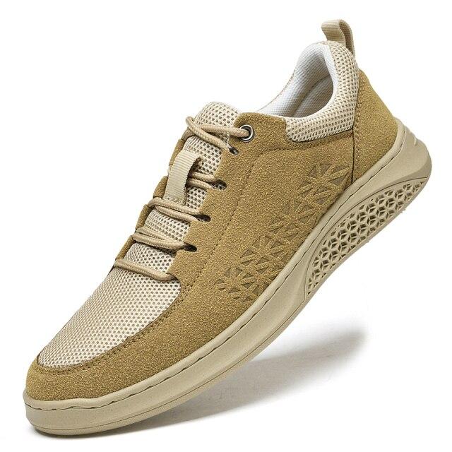 Bequeme Casual Lederschuhe Herren Sneakers Leder Loafer Herrenschuh Outdoor Atmungsaktiv Flats Schuh Sale Mokassins Flat 45 braun von Joom DACH