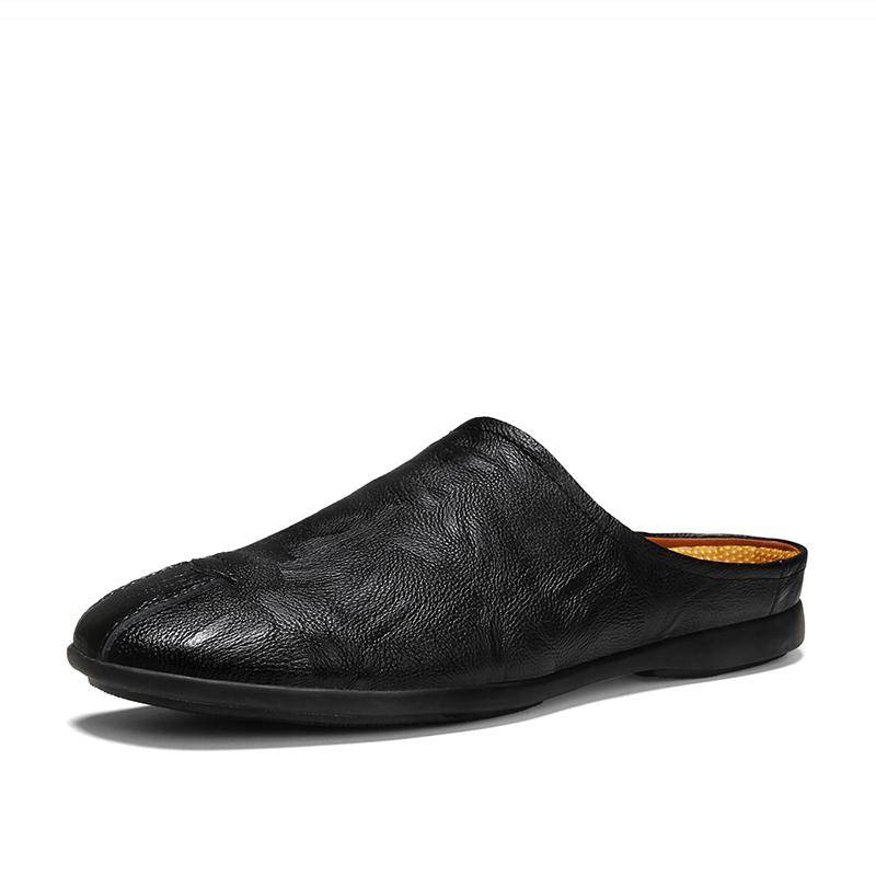 Bequeme Herren Muller Schuhe Italienische Herren Hausschuhe Echtes Leder Slipper Lässig Outdoor Rutschfest Halbslipper Herren Alleskönner 42 schwarz von Joom DACH