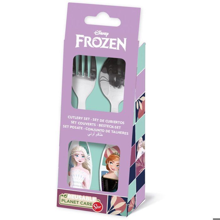 Besteck - Disney - Frozen - 2er Set - Edelstahl - Für Kinder - Grafiken von Elsa und Anna blau von Joom DACH
