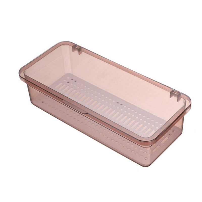 Bestecktablett mit Deckel und Abtropfgestell Staubdicht Transparent Modisch Besteck Aufbewahrung für Arbeitsplatte rosa von Joom DACH