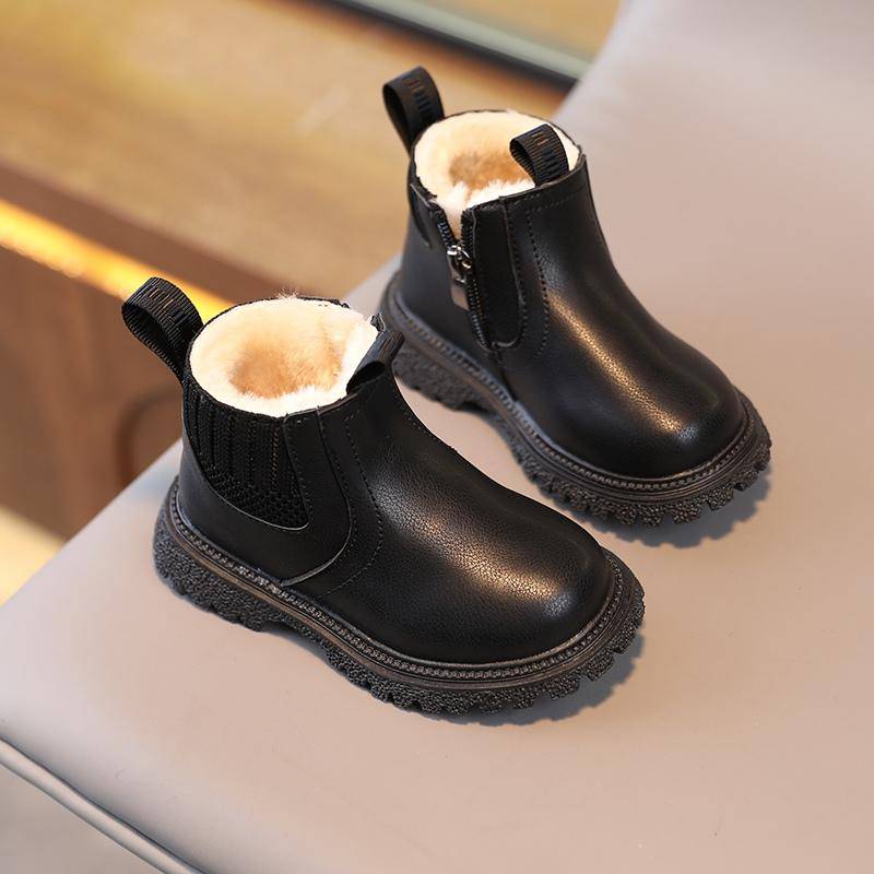 Bestellen Sie eine Nummer größer Herbst Winter Baby Kinder kurze Stiefel super warme Jungen Mädchen Schuhe Pu Leder Kinder Stiefel Mode Kleinkind Stiefel Kinder Schneeschuhe 24 schwarz von Joom DACH