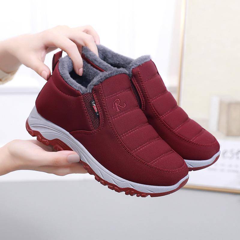 Bestellen Sie eine Nummer größer Herbst und Winter Damen Dicke warme Sportschuhe Rutschfeste Stoßdämpfung Leichte High-Top-Sneaker 41 rot von Joom DACH