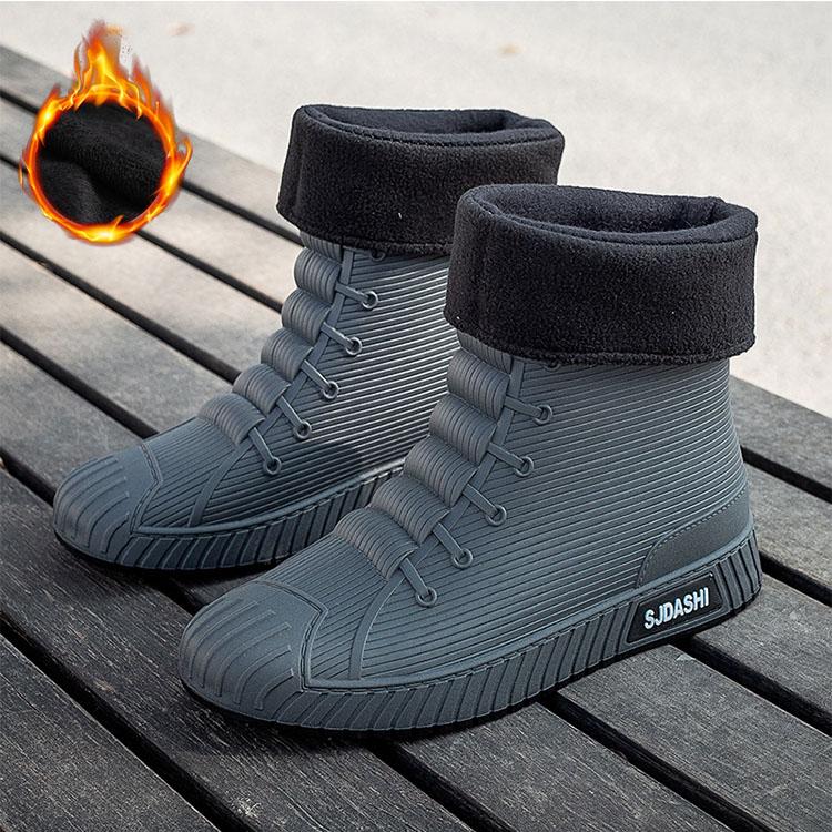 Bestellen Sie eine Nummer größer. Modische Regenstiefel für Herren, Gummistiefel, zum Hineinschlüpfen, wadenhohe, wasserdichte Arbeitsstiefel, bequeme, rote, rutschfeste Angelschuhe für Herren 44 licht grau von Joom DACH