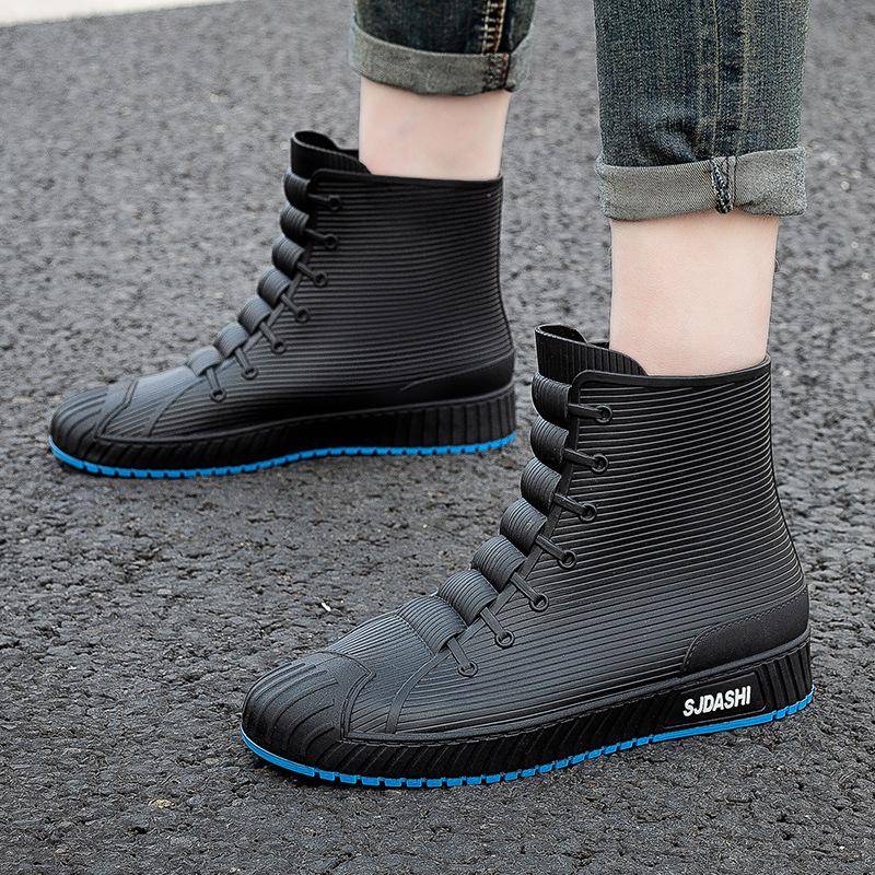Bestellen Sie eine Nummer größer. Modische Regenstiefel für Herren, Gummistiefel, zum Hineinschlüpfen, wadenhohe, wasserdichte Arbeitsstiefel, bequeme, rote, rutschfeste Angelschuhe für Herren 43 von Joom DACH