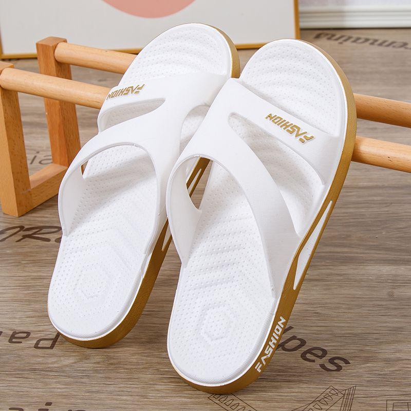 Bestellen Sie zwei Nummern größer, Herren-Sport-Hausschuhe, Sommer-Outdoor-Hausschuhe, rutschfeste und verschleißfeste Strandsandalen, Badezimmer-Badeschuhe 44-45 elfenbein von Joom DACH