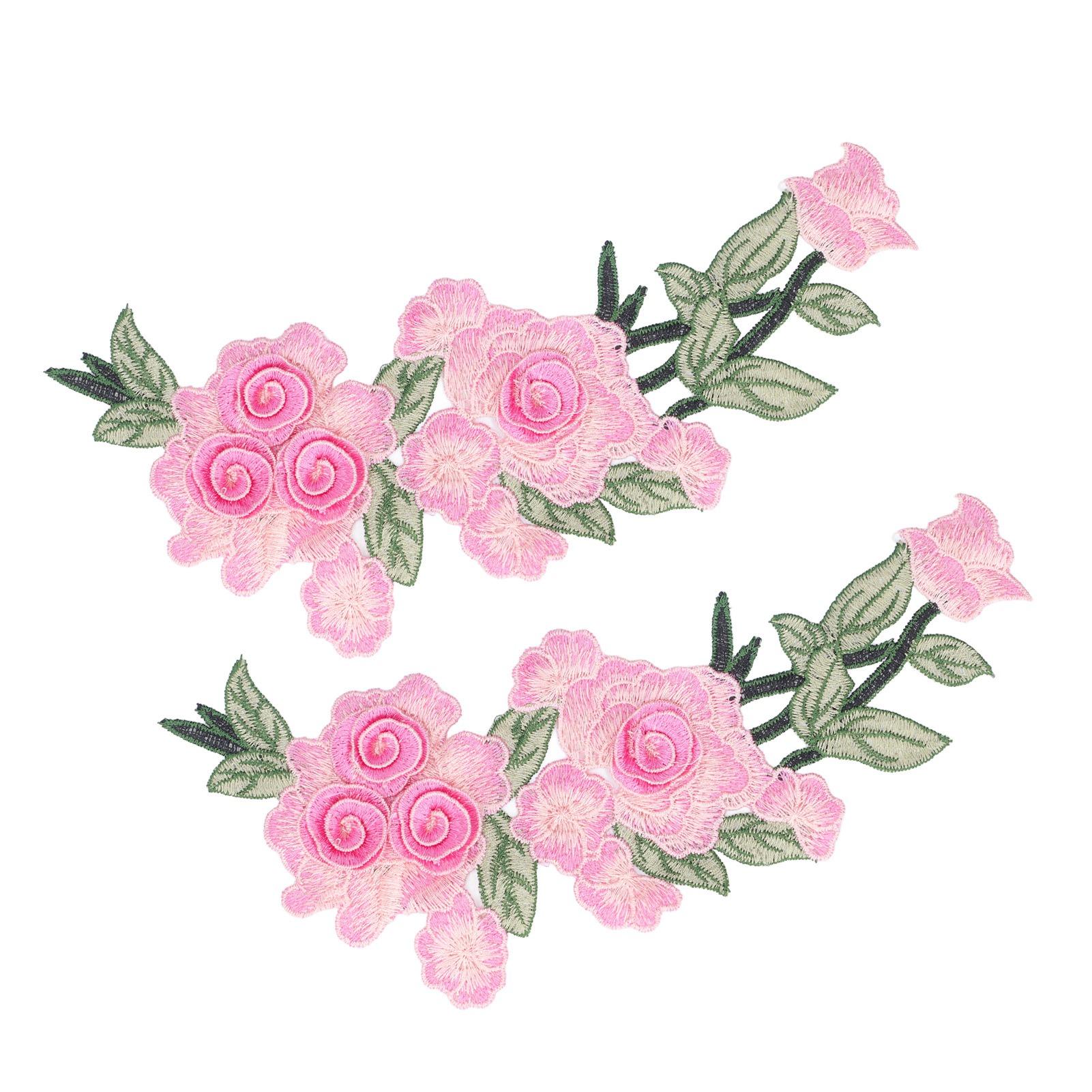Bestickter Aufnäher Blume Baumwolle Umweltschutz Einzigartige DIY Bekleidungsaccessoires für Westen rose rot von Joom DACH