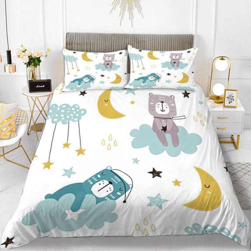 Bettbezug-Set mit Dackel-Aufdruck, Queen- und King-Size-Größe, Cartoon-Dackel-Welpen-Bettwäsche-Set für Jungen und Kinder, Polyester-Bettbezug 70x133cm 2pcs von Joom DACH