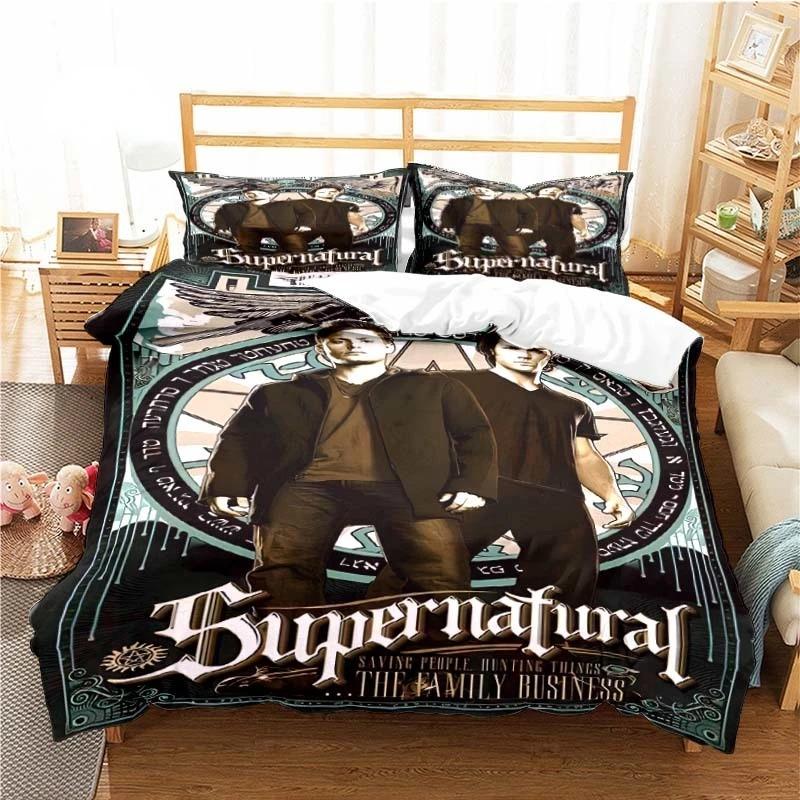 Bettbezug-Set mit Supernatural-Muster, Bettwäsche für Erwachsene und Kinder, Bettset, Spiel, Bettbezug, Bettbezug, Bettwäscheset AU Double 180x210cm von Joom DACH