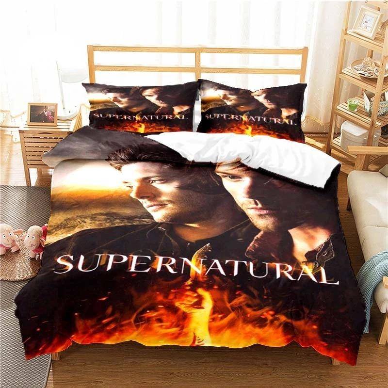 Bettbezug-Set mit Supernatural-Muster, Bettwäsche für Erwachsene und Kinder, Bettset, Spiel, Bettbezug, Bettbezug, Bettwäscheset AU Double 180x210cm von Joom DACH