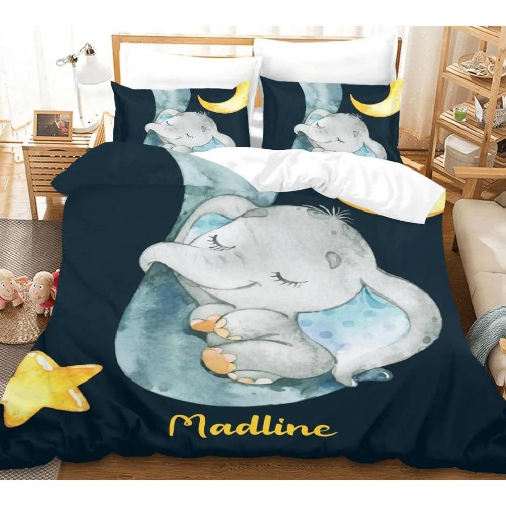 Bettbezug-Set mit individuellem Namen Cartoon Waldtiere Bettwäsche-Set Twin Full Queen King für Kinder Mädchen Jungen Geburtstags- Hochzeitsgeschenke cot size 70x133cm von Joom DACH