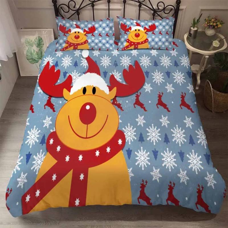 Bettwäsche Druck Weihnachten Bettwäsche King Size Bettdecken-Set 2-3 Teile Ultraweicher Bettbezug + Kissenbezug Bettwäsche-Set Dackel EU single(135x200cm) von Joom DACH