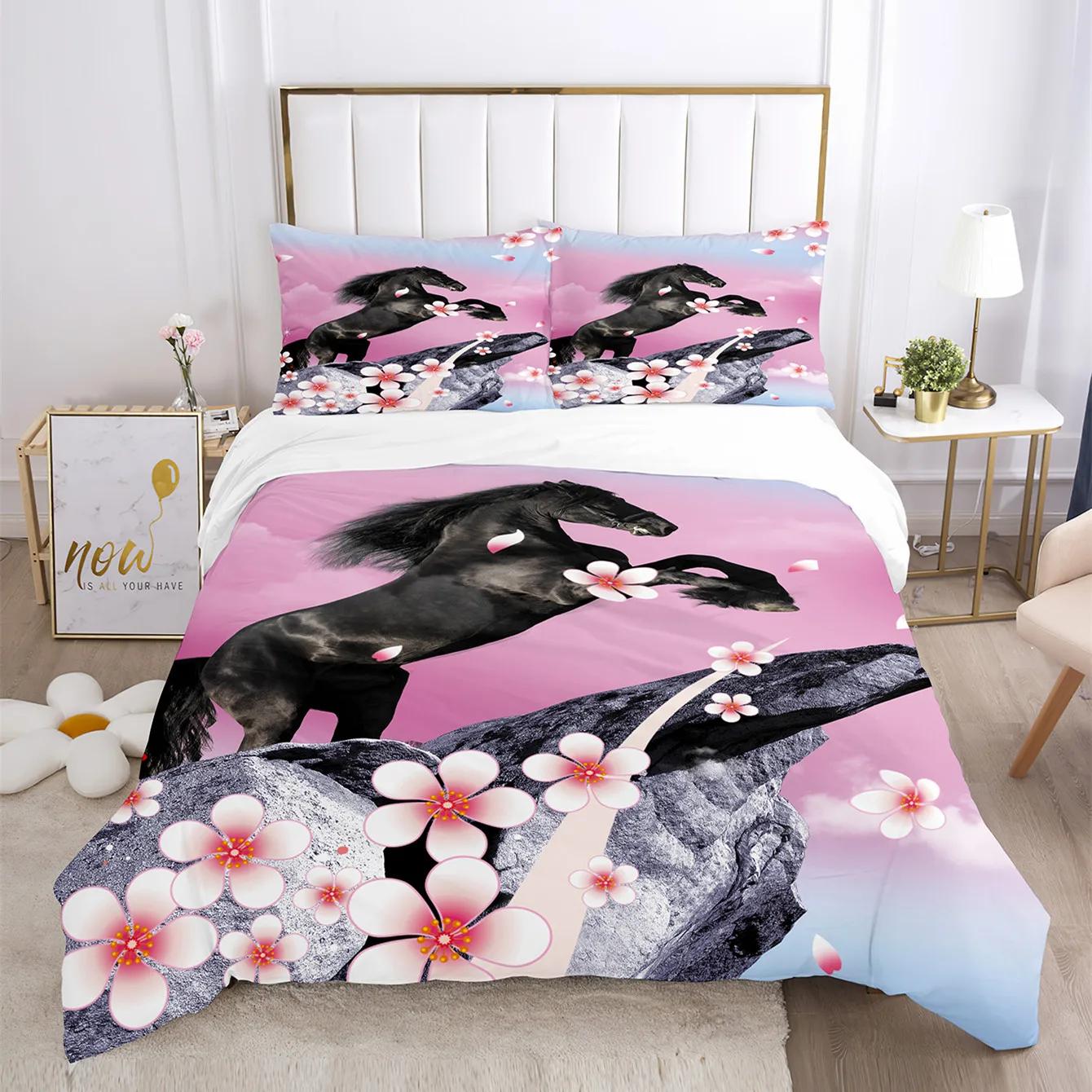 Bettwäsche-Set mit farbigem Wolle-Pferd, 3D-Druck, Holzplanken, grüne Farbe, Retro-Hintergrundwand, Bettbezug + Kissenbezug EU single(135x200cm) von Joom DACH