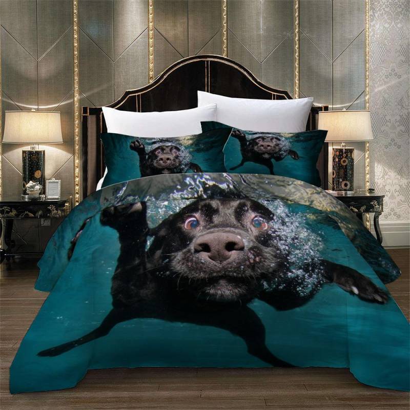 Bettwäsche Winter 2/3tlg. Bettwäschesets Schwimmender Hund Kinder Bettwäscheset Digitaldruck 3D Dackel Bettbezugset Dropship Ropa De Cama EU single(135x200cm) von Joom DACH