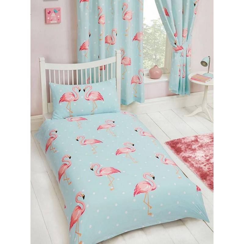 Bettwäsche & Beyond Fifi Flamingo Spannbettlaken Single blau/rosa von Joom DACH