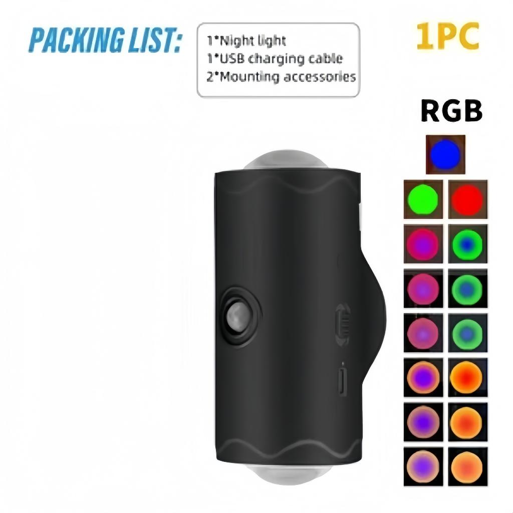 Bewegungssensor LED Nachtlicht RGB Farbwechsel USB Wiederaufladbar Kabellose Wandleuchte für Schlafzimmer Treppe Flur Garten Magnetische Stufenlampe von Joom DACH